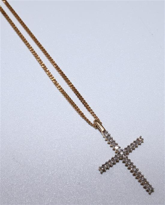 9ct gold and diamond cross pendant